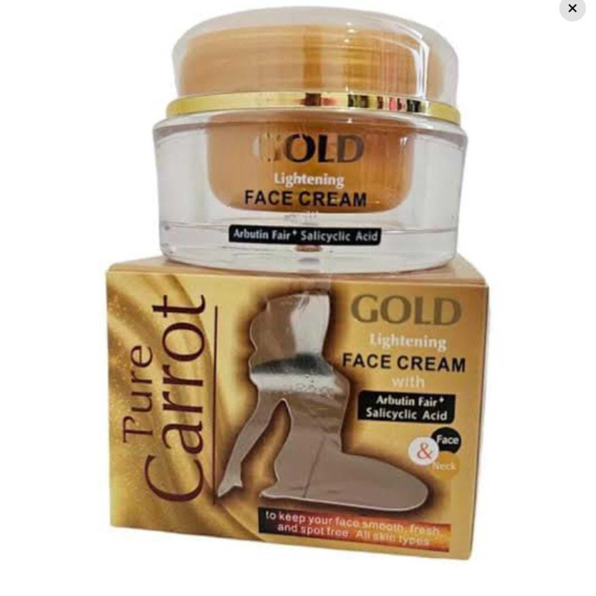 Pure Carrot Gold Face Cream, Gold Lightening Face Cream, Pure Carrot Face Cream, Arbutin Face Cream, Salicylic Acid Face Cream, Brightening Face Cream, Dark Spot Remover Cream, Face and Neck Cream, Skin