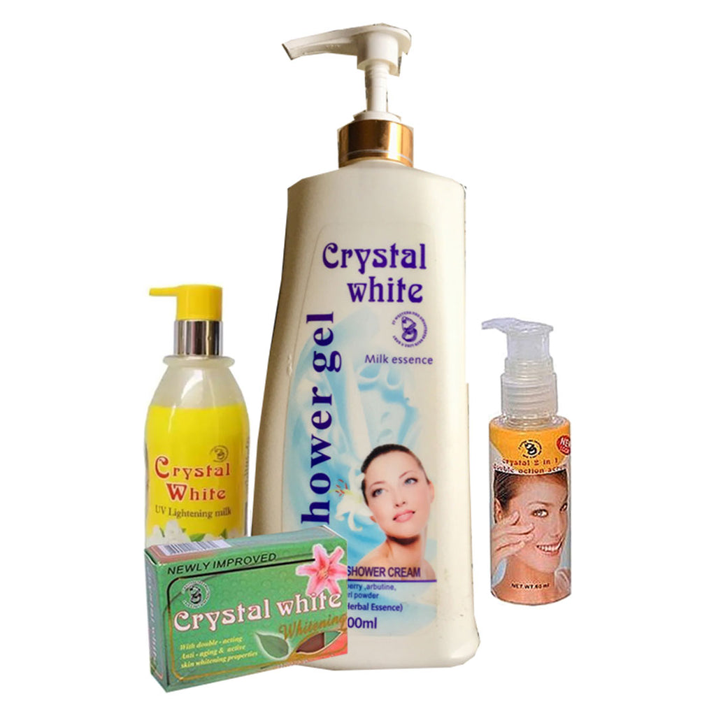 Crystal White Lightening (Lotion, Serum, Shower Gel And Bar Soap) 4-pc Set