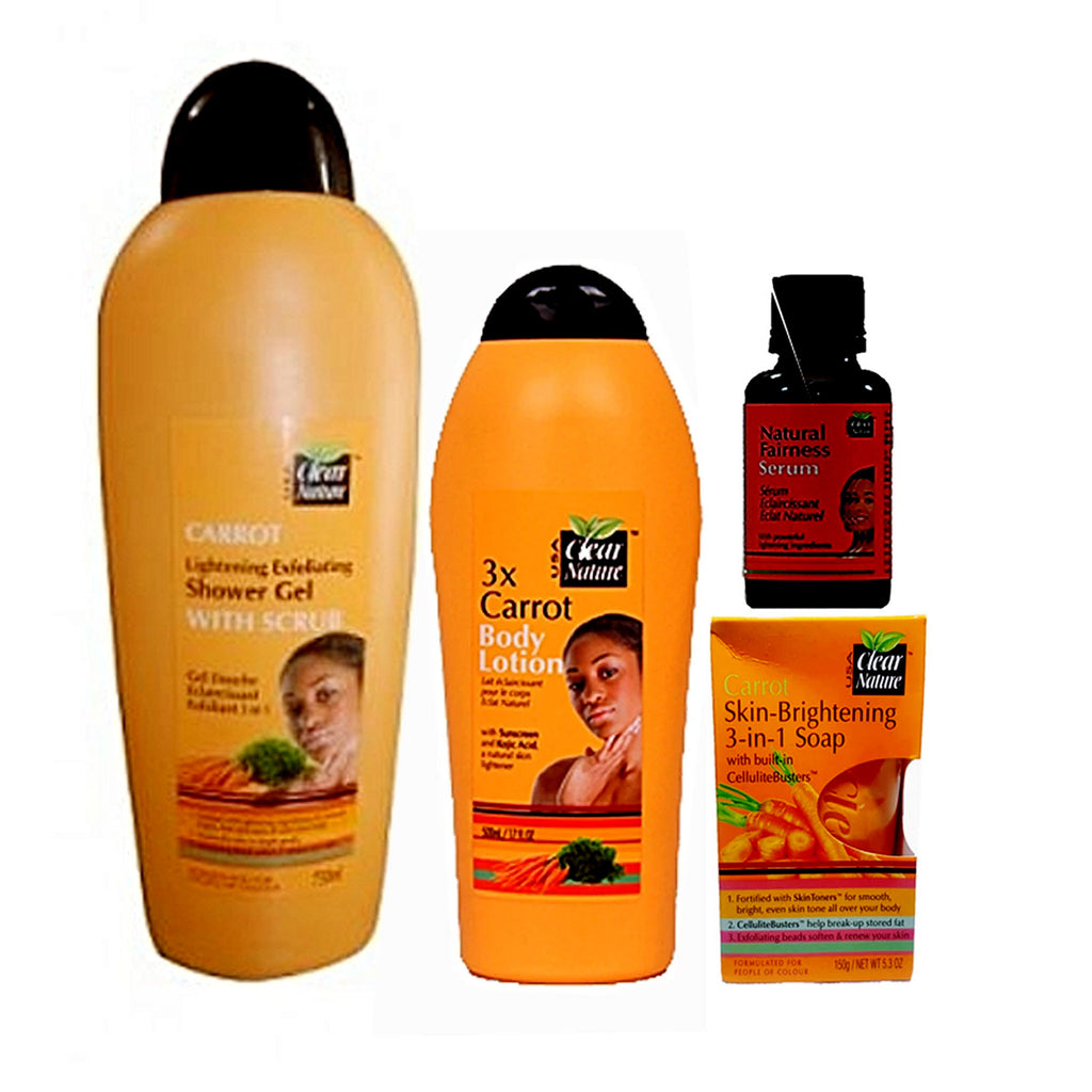 Clear Nature Carrot ( Carrot Lotion, Serum, Shower Gel And Carrot Soap ) 4-pc Set