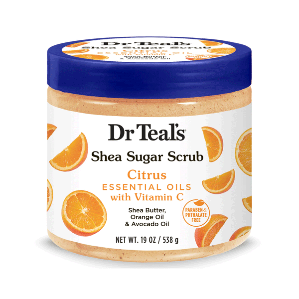 Dr Teal's Shea Sugar Body Scrub, Citrus with Essential Oils & Vitamin C
