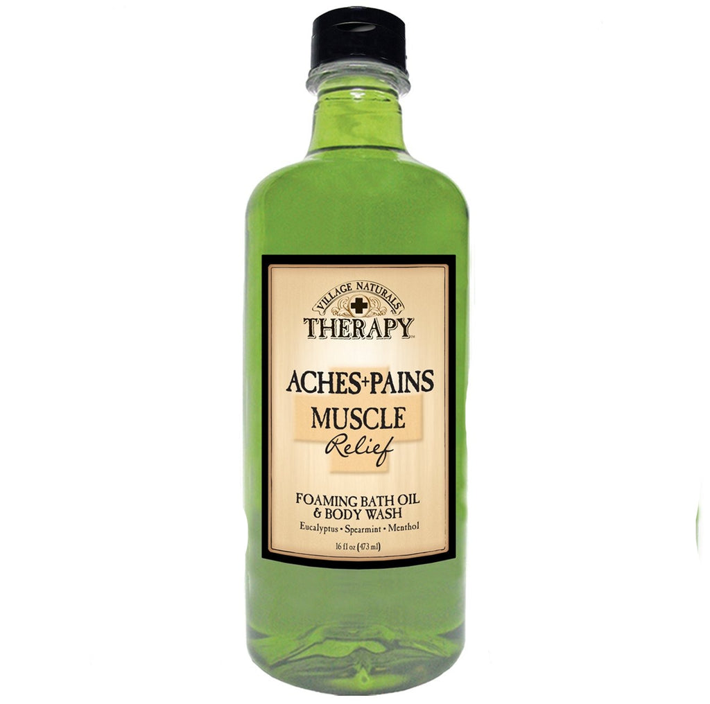 Village Naturals Therapy Aches+Pains Muscle Relief Foaming Bath Oil and Body Wash 437ML