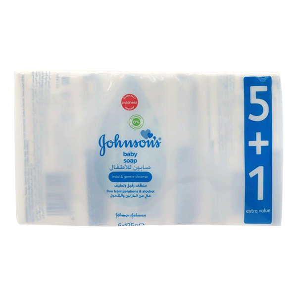 Johnsons Baby Soap Mild & Gentle Cleanse 6X125gm
