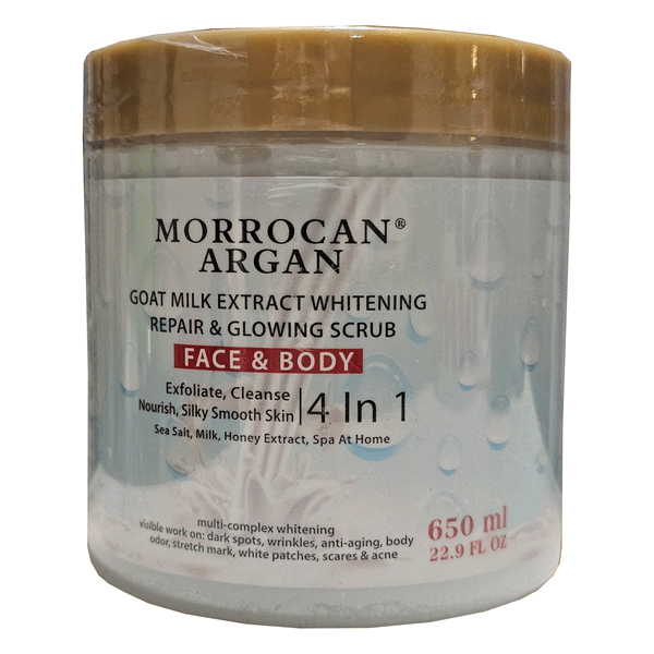 Morrocan Argan Goat Milk Extract Whitening Repair Exfoliating & Glowing Scrub 650ml
