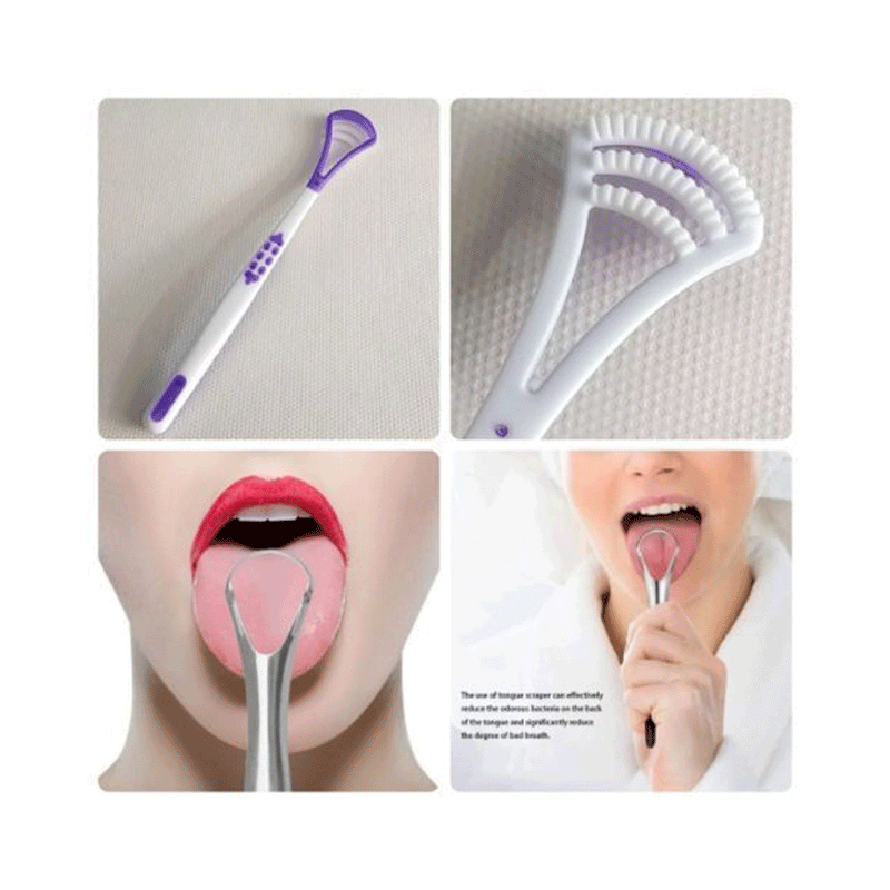 Plastic Dental Oral Tongue Brush Cleaner Tongue Scraper 