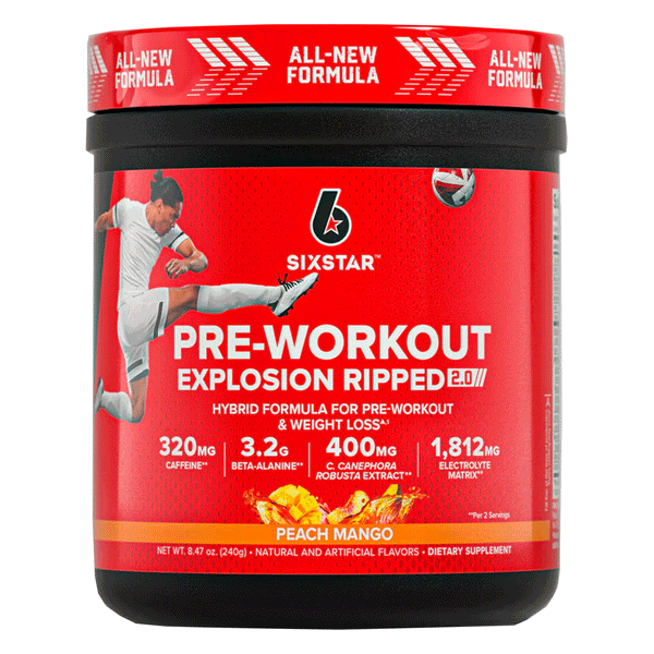 Six Star Pre-Workout Explosion Ripped 2.0, Peach Mango, 8.47 oz