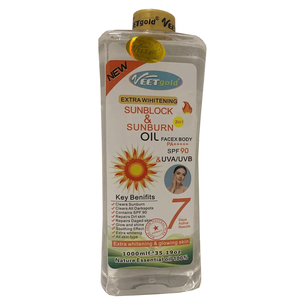 Veetgold Extra Whitening Sunblock & Sunburn Oil SPF 90 1000ml