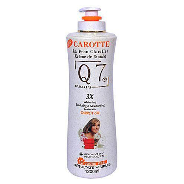 Q7 3X Carrot Oil Body Shower Gel 1200 ML (Whitening Exfoliating &Moisturizing)