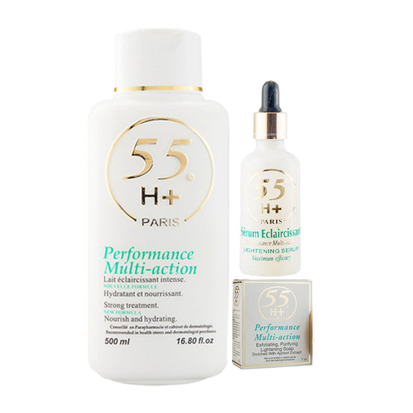 55H+ Performance Multi-Action l ( Lightening Body Lotion, Lightening Bar Soap And Lightening Serum ) 3-pc Set
