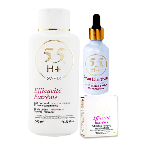55H+ Efficacite Extreme ( Lightening Body Lotion, Lightening Bar Soap And Lightening Serum ) 3-pc Set