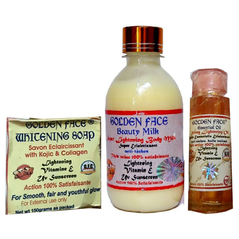 Golden Face Lightening ( Body Milk, Serum And Soap ) 3-pc Set