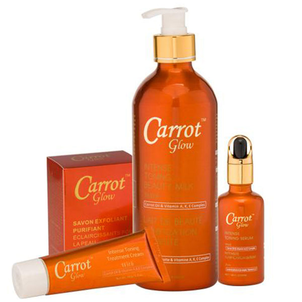 Carrot Glow ( Lightening Lotion, Lightening Serum, Toning Treatment cream And Lightening Soap ) 4-pc Set