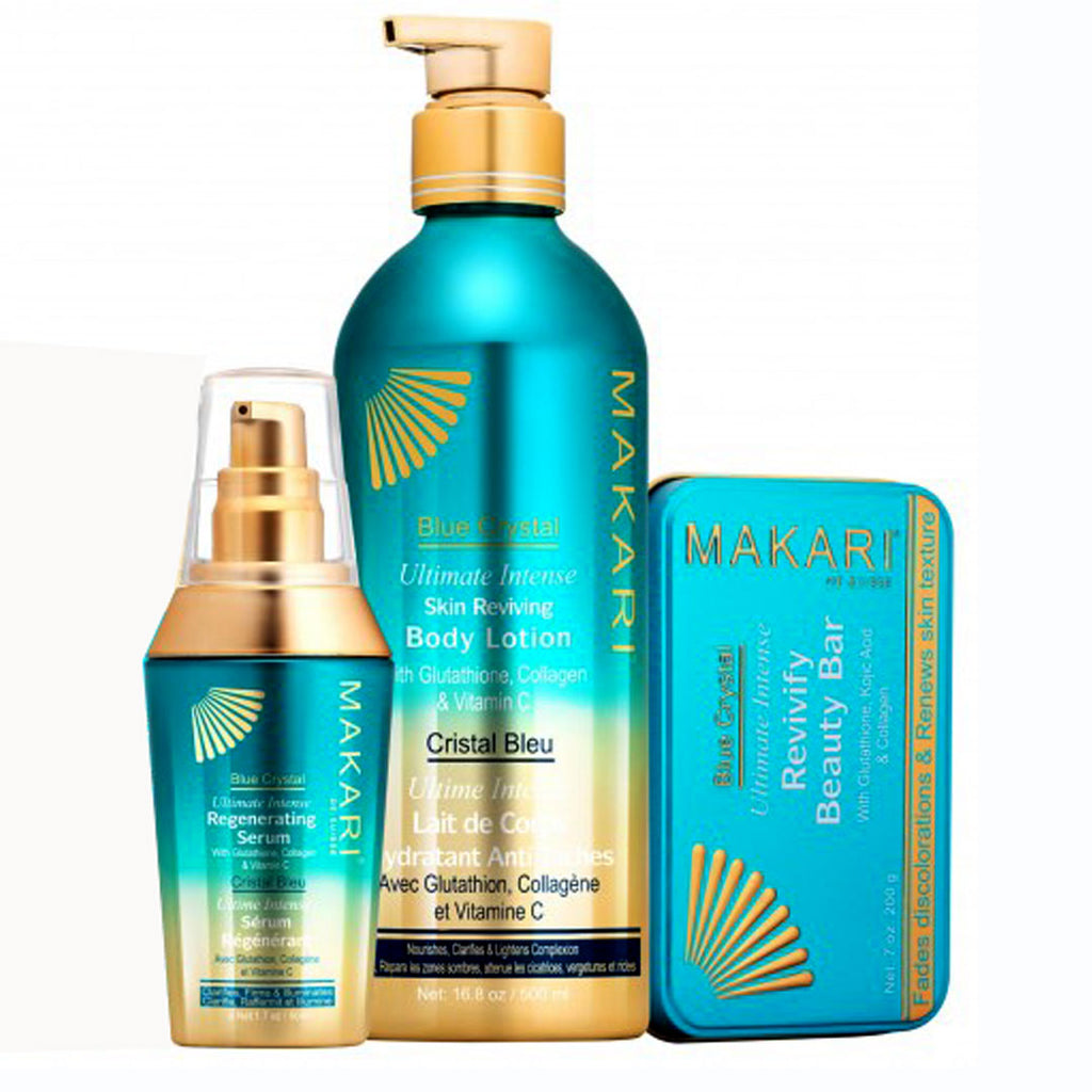 Makari Blue Crystal ( Body Lotion, Serum And Soap ) 3-pc Set