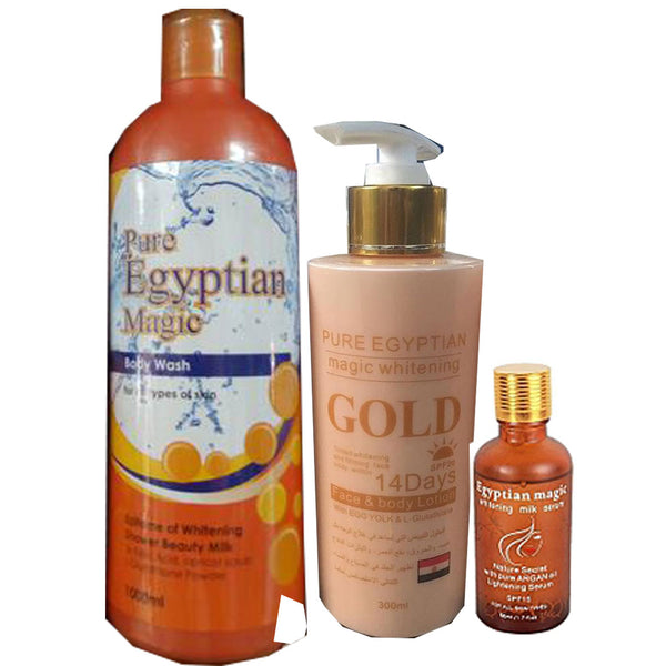 Pure Egyptian Gold ( Lotion, Serum And Body Wash ) 3-pc Set