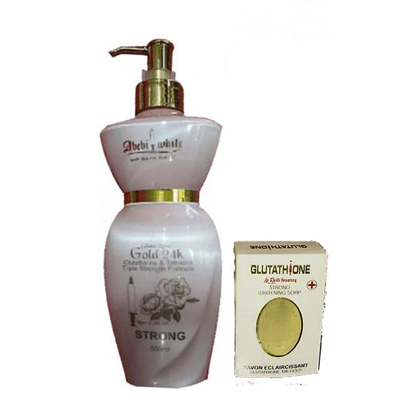 Abebi White Gluta Glow Gold ( 24k Gold Triple Lightening Milk And Whitening Soap ) 2-Pc Set
