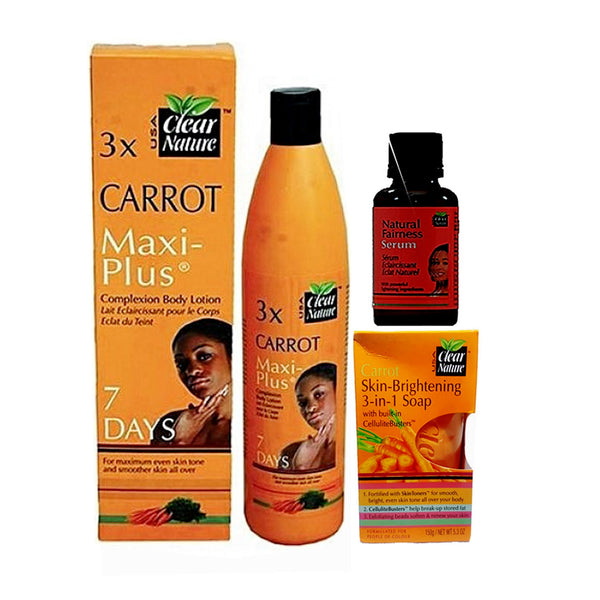 Clear Nature Carrot  (Carrot Lotion, Serum And Carrot Soap) 3-pc Set