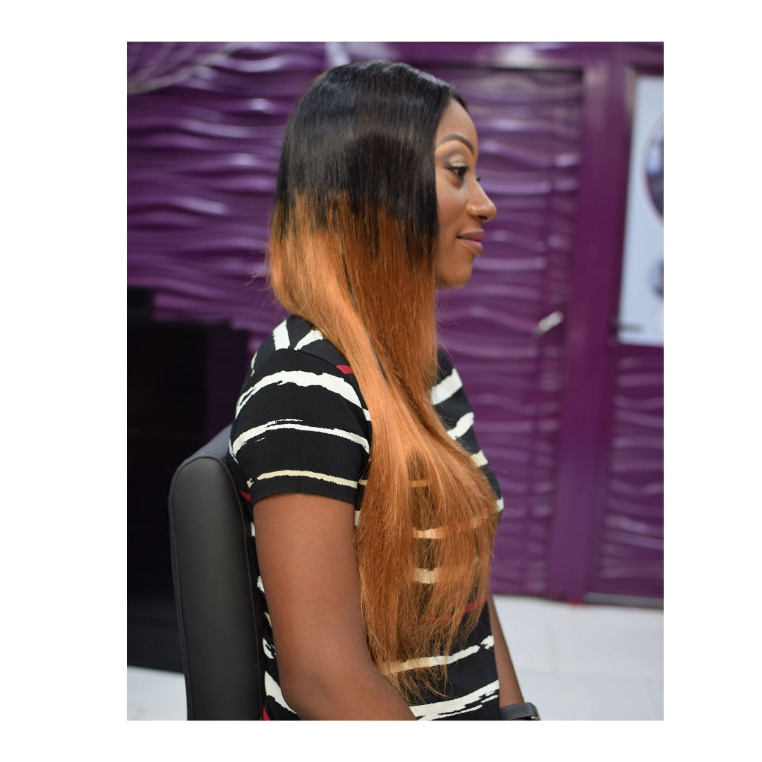 Wig Tonia - Straight Hair (Black and Deep Orange)