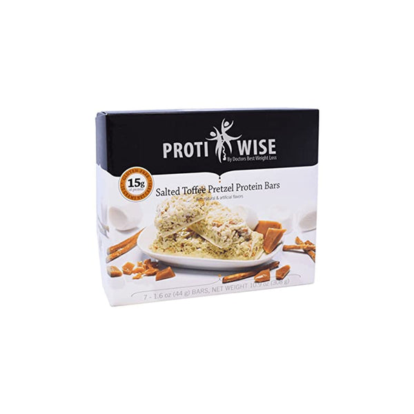 ProtiWise - 15g High Protein Bars (Salted Toffee) | Low Calorie, Low Fat, Gluten Free, Low Sugar (7/Box)