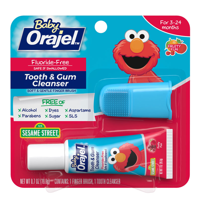 Baby Orajel Gel & Finger Toothbrush Mixed Fruit Tooth & Gum Cleanser .7 Oz Peg