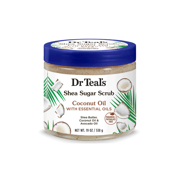 Dr Teal’s Shea Sugar Body Scrub, Coconut Oil with Essential Oils, 19 oz