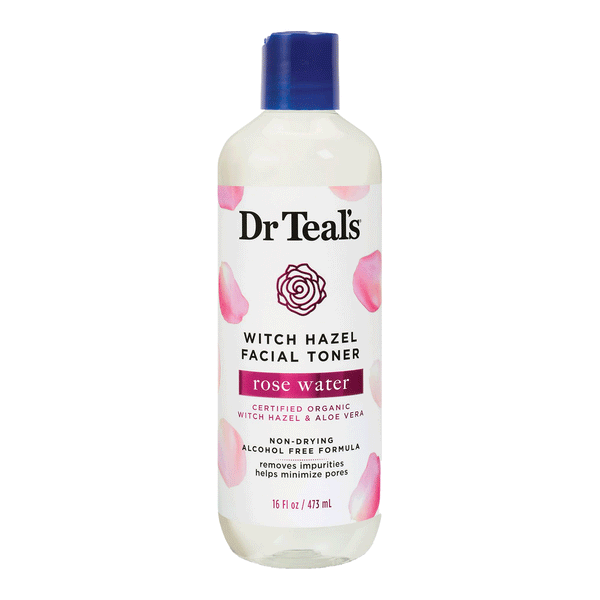 Dr Teal’s Witch Hazel Facial Toner, Rose Water, 16fl oz