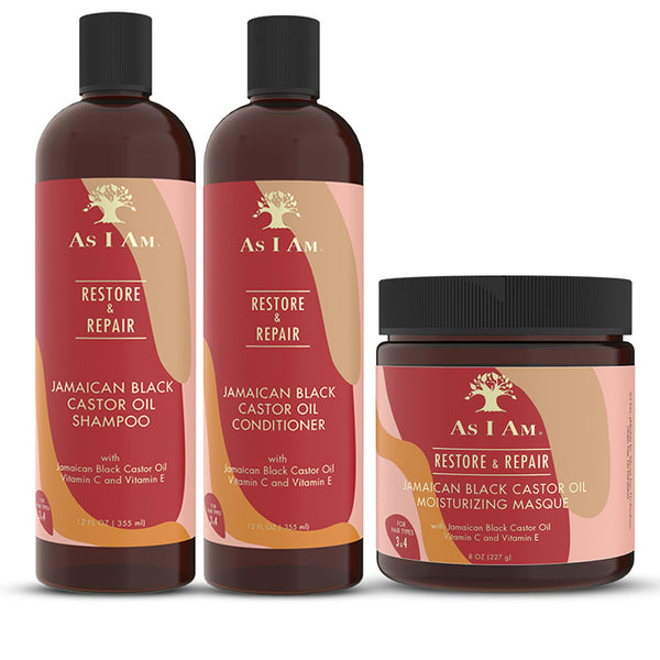 As I Am Jamaican Black Castor Oil  3-pc Sets