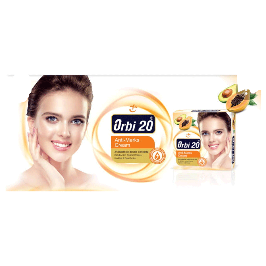 Crème éclaircissante ORBI 20g - À L'avocat Et Papaye - Anti-imperfections, FPS 2