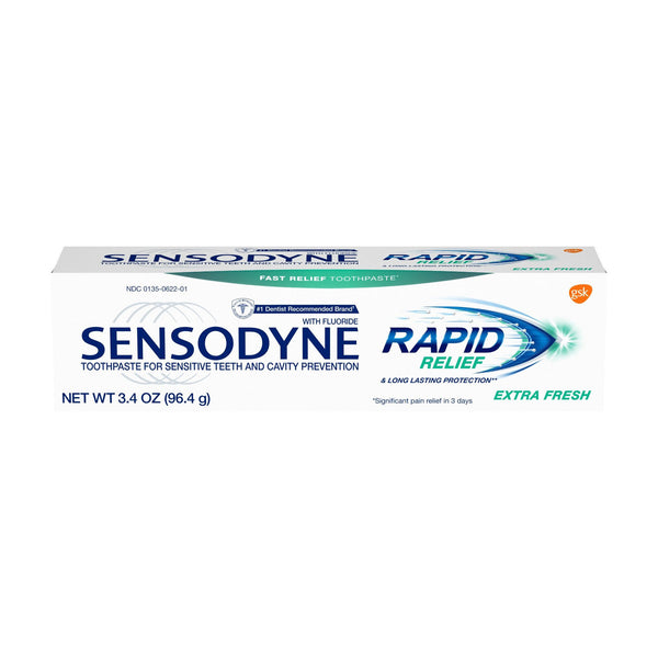 Sensodyne Rapid Relief Sensitivity Toothpaste for Sensitive Teeth, Extra Fresh, 3.4 Ounce