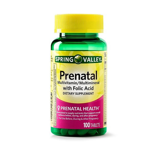 SPRING VALLEY PRENATAL MULTIVITAN AND DIETERY SUPPLEMENT 100 TABLETS