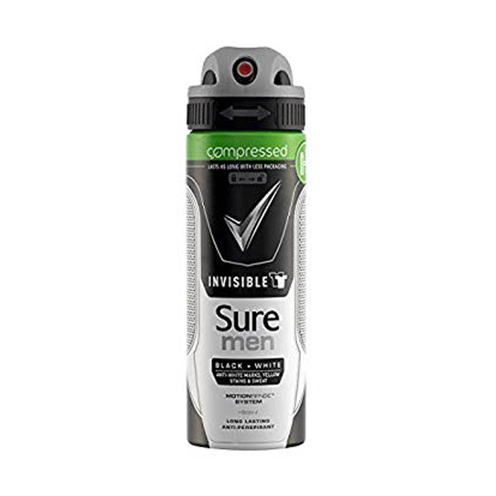 Sure Invisible Black & White Aerosol Antiperspirant Deodorant 125ml